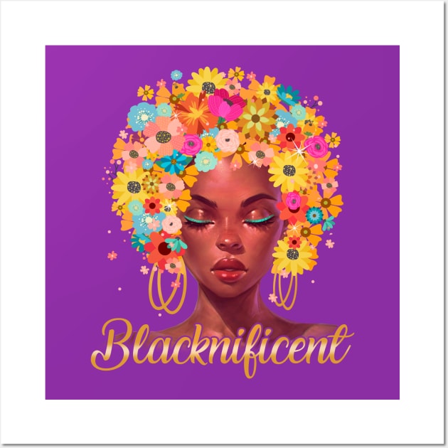 BLACKNIFICENT Beautiful Floral Anime girl Wall Art by GothicDesigns